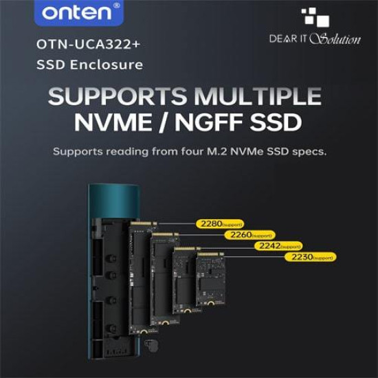 M.2 (10Gbps) NVMe/NGFF SSD Enclosure Onten