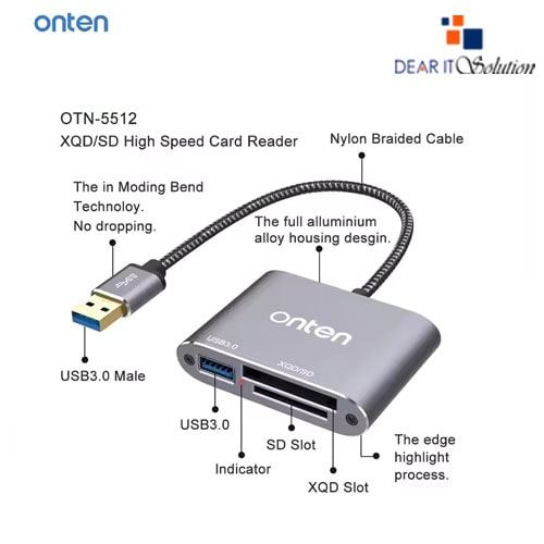 ONTEN OTN-5512 3 IN 1 USB 3.0 TO CARD READER – FAST DATA TRANSFER