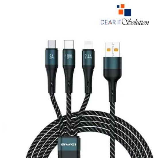 Awei CL-972 3 in 1 120W Fast Charging Cable